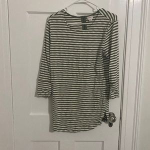 Merona green and white striped shirt